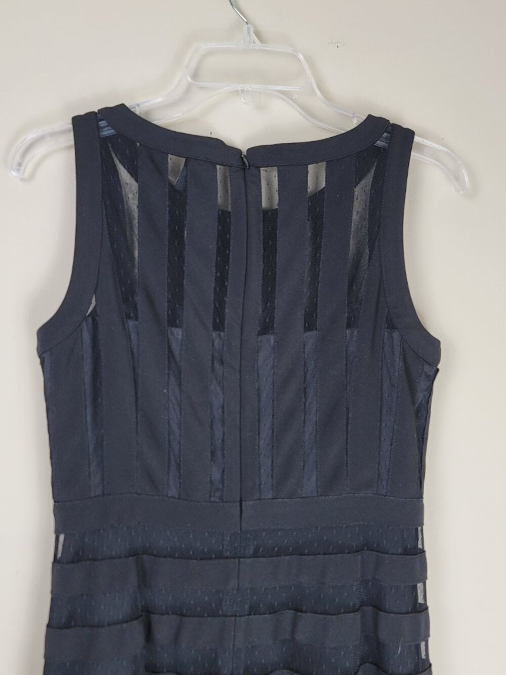 White House Black Market Black Fit & Flare Dress Size 4 Sheer Mesh Cocktail - Picture 6 of 11
